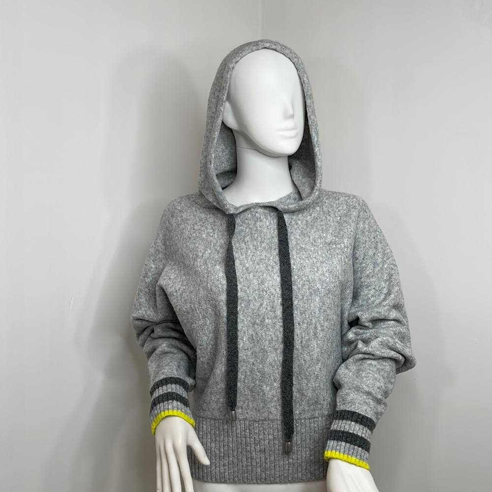 Pringle of Scotland x H&M Women’s Sweater S Grey Neon Yellow Cuff Hood Drawcord